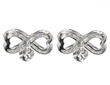 0.25ct Round Cut VVS1 Diamond Infinity Heart Stud Earrings 14k White Gold Finish