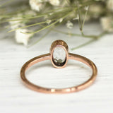 1Ct Oval Peach Morganite Bezel Set Solitaire Engagement Ring 14K Rose Gold Over