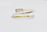 1ct Baguette Cut Diamond Minimalist ByPass Engagement Ring 14k Yellow Gold Over