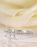 Bow Knot Ribbon Engagement Ring 0.25ct Round Cut Diamond 14k White Gold Finish