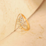 1.3ct Engagement Ring Round Diamond Leaf Design Cocktail 14k Yellow Gold Finish