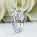 2.5ct Round Cut Diamond Wedding Band Iced Full Eternity 14k White Gold Finish