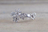 1.5ct Round Cut Diamond Engagement Ring 14k WhiteGold OverDouble Flower Cluster