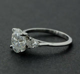 Pear Accents Trilogy Engagement Ring 2ct Oval Cut Diamond 14k White Gold Finish