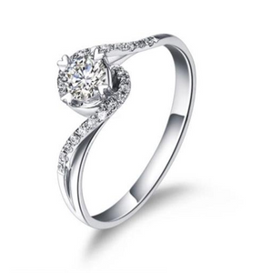 1.5Ct Round Cut Diamond Heart Prong Swirl Solitaire Ring 14K White Gold Finish