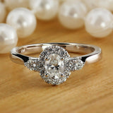 2.2Ct Oval Cut Diamond Round Accents Halo Engagement Ring 14K White Gold Finish