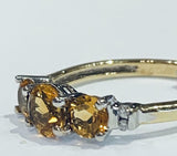 2.7ct Engagement Ring Round Cut Yellow Citrine Trilogy 14k Yellow Gold Finish