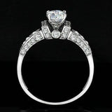 2Ct Round Cut Diamond Vintage Art Deco Engagement Ring 14K White Gold Finish