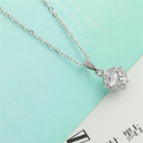 3Ct Round Cut Diamond Stylish Cube Design Pendant Chain 14K White Gold Finish