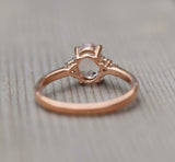 1.7ct Oval Cut Morganite Solitaire Ring 14k Rose Gold Finish with Round Accents