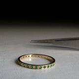 2ct Wedding Ring Band Round Cut Green Emerald Full Eternity 14k Yellow Gold Over