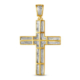 5ct Round Cut Diamond Hip Hop Iced Cross Pendant 14k Yellow Gold Finish NO CHAIN