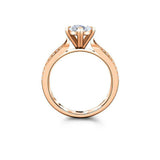 Round Accents Solitaire Engagement Ring 1.5ct Oval Cut Diamond 14k RoseGold Over