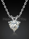 1ct Heart Cut Simulated Diamond Solitaire Pendant Chain 14k White Gold Plated