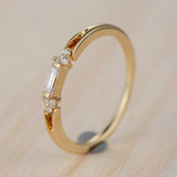 1.1ct Baguette Cut Diamond Engagement Ring Petite Minimalist 14k YellowGold Over