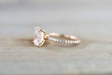 1.5ct Emerald Cut Peach Morganite Engagement Ring 14k Rose Gold Finish Solitaire