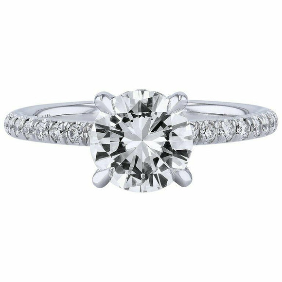 1.6ct Round Cut Diamond Engagement Ring Classic Solitaire 14k White Gold Finish