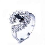 2.3ct Oval Black Diamond Engagement Ring 14k White Gold Finish Stylish for Women