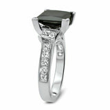 4.5Ct Princess Cut Black Diamond Accents Solitaire Ring 14K White Gold Finish