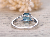 1ct Round Blue Topaz Engagement Ring Split Shank Solitaire 14k White Gold Finish