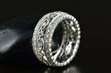 4Ct Round Cut Diamond Milgrain Vintage Wide Wedding Band 14K White Gold Finish