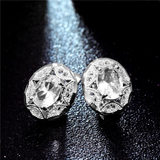 1.5Ct Oval Cut VVS1D Diamond Stud Earrings 14K White Gold Finish Milgrain Unique