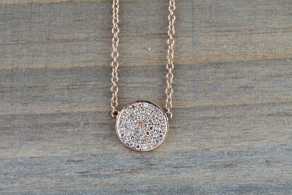 1ct Round Cut VVS1 Diamond Cluster Women Pendant with Chain 14k Rose Gold Finish