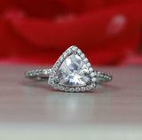 2ct Trillion Cut VVS1D Diamond Accents Halo Engagement Ring 14k WhiteGold Finish