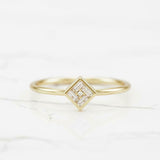 Dainty Minimalist Engagement Ring 0.3ct Baguette Cut Diamond 14k YellowGold Over