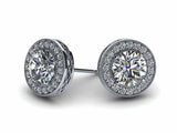 1ct Round Cut Diamond Cluster Solitaire Stud Earring Women 14k White Gold Finish