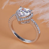 2Ct Heart Cut Diamond Accents Halo Solitaire Engagement Ring 18K White Gold Over