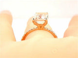 3Ct Emerald Cut Peach Morganite Diamond Accent Solitaire Ring 18K Rose Gold Over