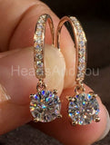 2ct Round Cut Moissanite Partywear Drop Earrings For Women 14k Rose Gold Plated