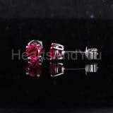 0.7ct Round Cut Simulated Pink Ruby Solitaire Stud Earrings 14k WhiteGold Plated