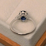 2ct Oval Cut Sapphire Engagement Ring Petite Round Accent 14k White Gold Finish