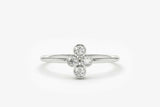 1ct Round Diamond Bezel Set 4 Stone Petite Minimalist Ring 14k White Gold Finish