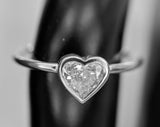 1ct Heart Cut Diamond Bezel Setting Love Engagement Ring 14k White Gold Finish