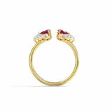 2ct Engagement Ring Pear Cut Pink Ruby Open Halo Split Shank 14k YellowGold Over