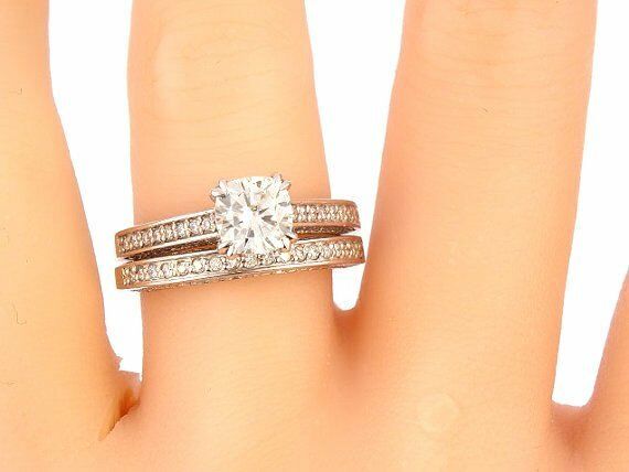 5Ct Cushion Cut Diamond Elegant Bridal Set Engagement Ring 14K White Gold Finish