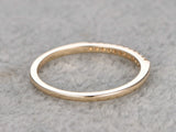 0.6ct Round Cut Yellow Citrine Wedding Band Minimalist 14k Yellow Gold Finish