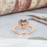 1.5ct Heart Cut Peach Morganite Engagement Ring Diamond Halo 14k RoseGold Finish