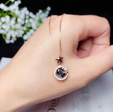 1.2ct Blue Sapphire Pendant Oval Cut Halo Star 14k Rose Gold Finish NO CHAIN