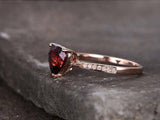 1ct Heart Cut Red Garnet Solitaire Wedding Engagement Ring 14k Rose Gold Finish