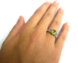 2ct Oval Cut Green Peridot Irish Trinity Solitaire Ring 14k White Gold Finish