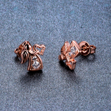 1.3ct Round Cut Diamond Angel Heart Wedding Stud Earrings 14k Rose Gold Finish