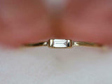 0.2ct Engagement Ring Baguette Cut Diamond Solitaire Design 14k Yellow Gold Over