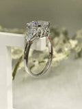 1.4ct Cushion Cut VVS1 Diamond Three Stone Engagement Ring 14k White Gold Finish