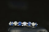 3Ct Round Cut Alternate Blue Sapphire Diamond Stackable Band 14K White Gold Over