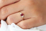 0.85ct Oval Cut Pink Ruby Diamond Petite Minimalist Ring 14k Yellow Gold Finish