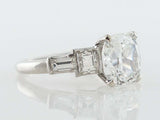 2ct Cushion Diamond Engagement Ring 14k White Gold Over Vintage Accent Solitaire